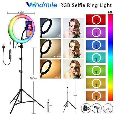 رینگ لایت مدل MJ26-RGB به همراه پایه 210 سانتی
